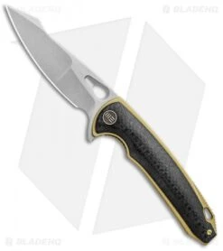 WE Knife Co. Yucha Liner Lock Flipper Knife CF/Gold Ti (3.9" Stonewash) 810C