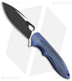 WE Knife Co. Zephyr Frame Lock Knife Blue Ti/CF (3.5" Black) 716A