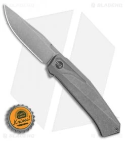 WE Knife Co. Gava Frame Lock Knife Gray Titanium (3.25" BB Stonewash) -We Knife Co. WE Knife Co. Gava Frame Lock Knife Gray Titanium 3.25 Stonewash 2006A BHQ 106982 LS Bottlecap