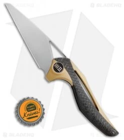 WE Knife Co. Isham ÃternA Integral Folding Knife CF/Gold Ti (3.25" M390) Aeterna -We Knife Co. WE Knife Co. Isham EternA Integral Folding Knife CF Gold Ti 3.25 M390 Aeterna 918C BHQ 112171 LS Bottlecap