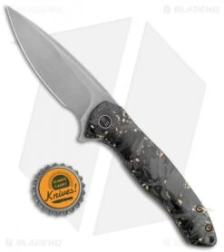 WE Knife Co. Kitefin LE Knife Golden Shredded CF (3.24" Hand Satin) 2009A -We Knife Co. WE Knife Co. Kitefin LE Golden Shredded CF Gray Hand Satin 2009A BHQ 116925 jr bottlecap