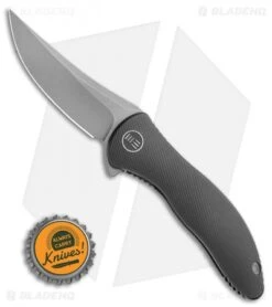 WE Knife Co. Mini Synergy Flipper Knife Black Titanium (3" Stonewash) 2011B -We Knife Co. WE Knife Co. Mini Synergy Flipper Knife Black Titanium 3 SW Trailing 2011B BHQ 117958 LS Bottlecap
