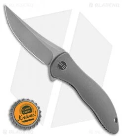 WE Knife Co. Mini Synergy Trailing Point Knife Titanium (3" Stonewash) -We Knife Co. WE Knife Co. Mini Synergy Flipper Knife Titanium 3 SW Trailing 2011A BHQ 117957 LS Bottlecap