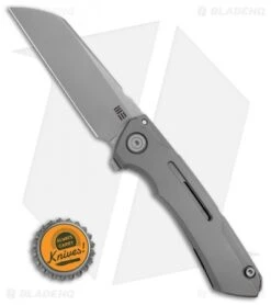 WE Knife Co. SNECX Mini Buster Flipper Knife Gray Titanium (3.5" Satin) -We Knife Co. WE Knife Co. SNECX Mini Buster Flipper Knife Gray Titanium 3.5in Satin 2003A BHQ 106955 LS Bottlecap