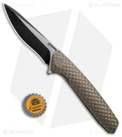 WE Knife Co. 604L Frame Lock Knife Bronze Titanium (3.8" Black, Satin) -We Knife Co. WE Knife FL Black Satin Ti Bronze WE604L BHQ 67600 jr bottlecap 2