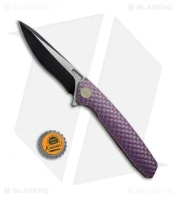 WE Knife Co. 604G Frame Lock Knife Purple Titanium (3.8" Black, Satin) -We Knife Co. WE Knife FL Black Satin Ti Purple WE604G BHQ 67595 jr bottlecap