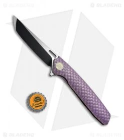 WE Knife Co. 604T Frame Lock Tanto Knife Purple Titanium (3.8" Black, Satin) -We Knife Co. WE Knife FL Tanto Black Satin Ti Prpl 604T BHQ 67789 jr bottlecap