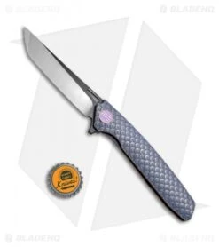 WE Knife Co. 604D Frame Lock Tanto Knife Blue Titanium (3.8" Black, Satin) -We Knife Co. WE Knife FL Tanto Satin Black Ti Blue WE604D BHQ 65097 jr bottlecap