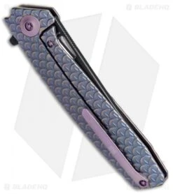 WE Knife Co. 604D Frame Lock Tanto Knife Blue Titanium (3.8" Black, Satin) -We Knife Co. WE Knife FL Tanto Satin Black Ti Blue WE604D BHQ 65097 jr side