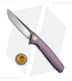WE Knife Co. 604C Frame Lock Tanto Knife Purple Titanium (3.8" Black, Satin) -We Knife Co. WE Knife FL Tanto Satin Black Ti Prpl WE604C BHQ 65096 jr bottlecap