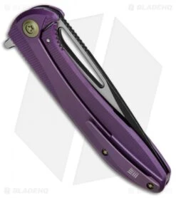We Knife Co. Cirrus 615A Frame Lock Knife Purple Titanium (3.7" Black/Satin) -We Knife Co. WE Knife Purple Ti Black Satin 615A BHQ 52139 jr side