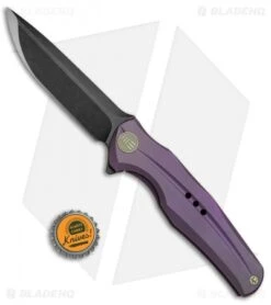 WE Knife Co. 601F Frame Lock Knife Purple Titanium (3.75" Black Stonewash) -We Knife Co. WE Knife Ti Purple Black SW WE601BWPU BHQ 65076 jr bottlecap