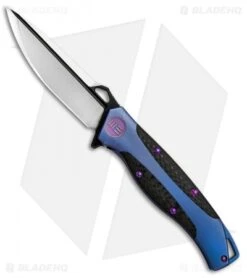 WE Knife Co. 606CFA Frame Lock Knife CF/Blue Ti (3.5" Two-Tone)