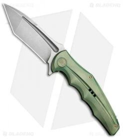 WE Knife Co. 608B Tanto Frame Lock Knife Green Titanium (4" Stonewash)