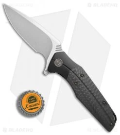 WE Knife Co. Nitida Frame Lock Knife Black Ti/CF (3.5" Stonewash) 707F -We Knife Co. WE Knives nitida sw ti cf blk 707F BHQ 72351 dl bottlecap