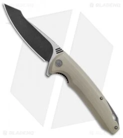 WE Knife Co. 617E Liner Lock Flipper Knife Tan G-10 (3.8" Black, Satin)