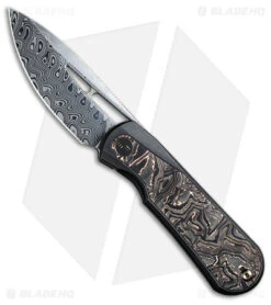 WE Knife Co. Baloo Frame Lock Knife Ti/Copper CF (3.3" Damasteel) WE21033-DS1