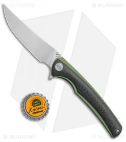 WE Knife Co. 704CF-C Liner Lock Knife Carbon Fiber/Green Ti (3.6" Hand Rubbed) -We Knife Co. We Knife Co 704CF C cf green ti hand rubbed BHQ 68693 er size