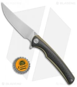 WE Knife Co. 704CF-D Liner Lock Knife Carbon Fiber/Gold Ti (3.6" Hand Rubbed) -We Knife Co. We Knife Co 704CF D cf gold ti hand rubbed BHQ 68694 er size