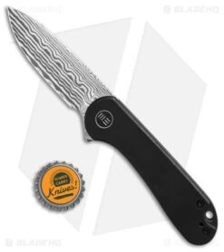 WE Knife Co. Elementum Frame Lock Black Titanium (3" Damascus) -We Knife Co. We Knife Co Elementum Frame Lock Black Ti 3in Damascus BHQ 138575 td size