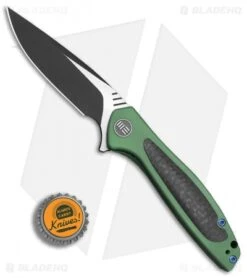 WE Knife Co. Wisp Frame Lock Knife Green Ti/Carbon Fiber (3.2" Black) 805C -We Knife Co. We Knife Co Wisp Green Ti CF black BHQ 83823 er bottlecap