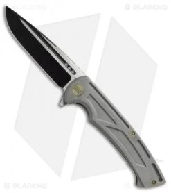 We Knife Co. 614E Frame Lock Knife Gray Titanium (4.125" Black/Satin)