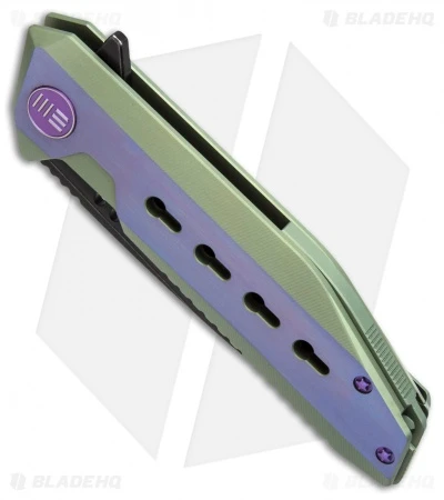 WE Knife Co. 602B Tanto Frame Lock Knife Blue/Green Titanium (3.6" Black SW) 2 WE Knife Co. 602B Tanto Frame Lock Knife Blue/Green Titanium (3.6" Black SW) - Image 2